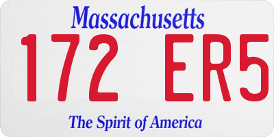 MA license plate 172ER5