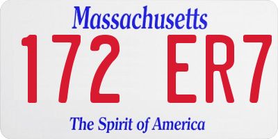 MA license plate 172ER7