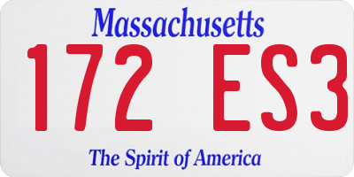 MA license plate 172ES3