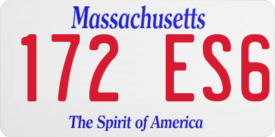 MA license plate 172ES6