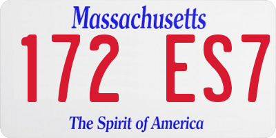 MA license plate 172ES7