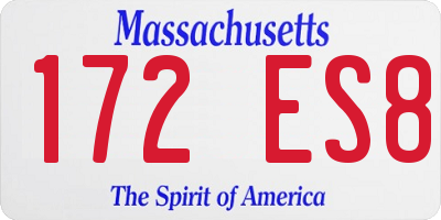 MA license plate 172ES8
