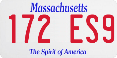 MA license plate 172ES9