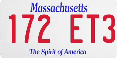 MA license plate 172ET3