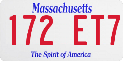 MA license plate 172ET7