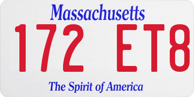 MA license plate 172ET8
