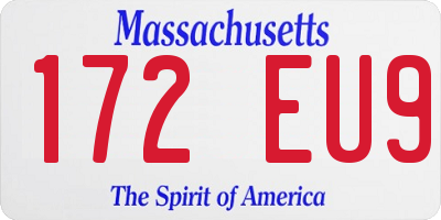 MA license plate 172EU9