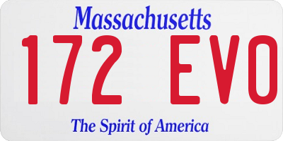 MA license plate 172EV0