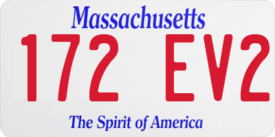 MA license plate 172EV2