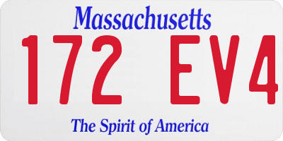 MA license plate 172EV4
