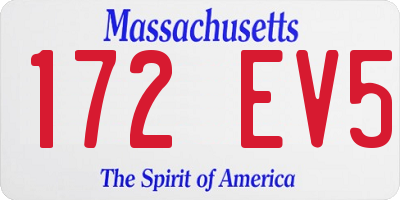 MA license plate 172EV5