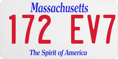 MA license plate 172EV7