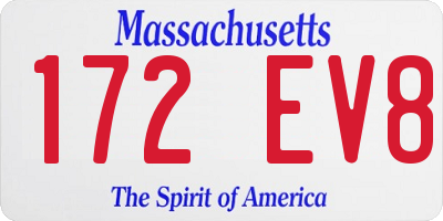 MA license plate 172EV8