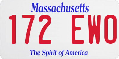 MA license plate 172EW0