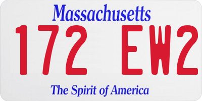MA license plate 172EW2