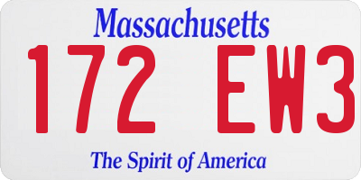 MA license plate 172EW3