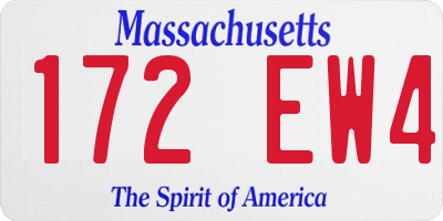 MA license plate 172EW4