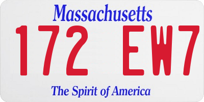 MA license plate 172EW7