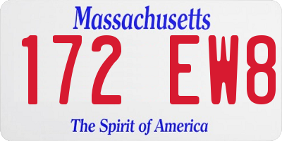 MA license plate 172EW8