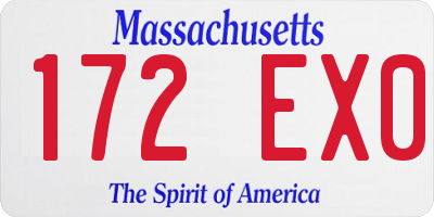 MA license plate 172EX0
