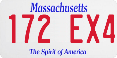 MA license plate 172EX4