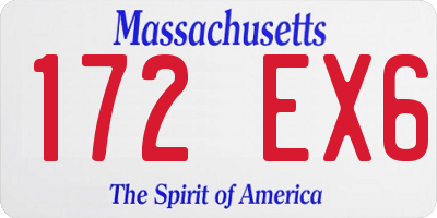 MA license plate 172EX6