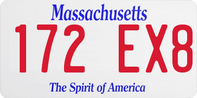 MA license plate 172EX8