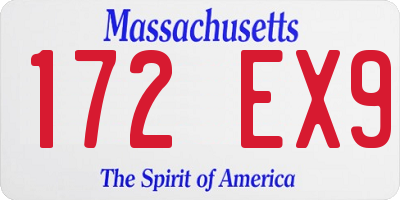 MA license plate 172EX9