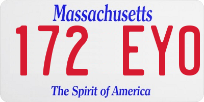 MA license plate 172EY0