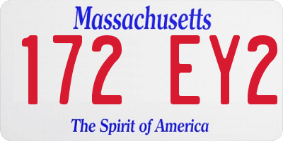 MA license plate 172EY2
