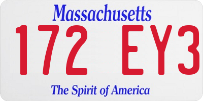 MA license plate 172EY3