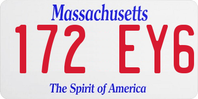 MA license plate 172EY6