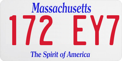 MA license plate 172EY7