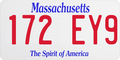 MA license plate 172EY9
