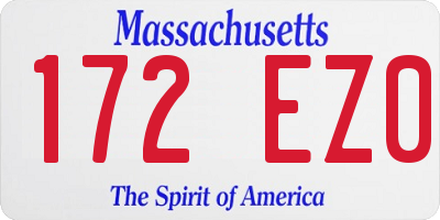 MA license plate 172EZ0