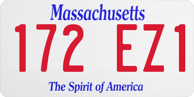 MA license plate 172EZ1