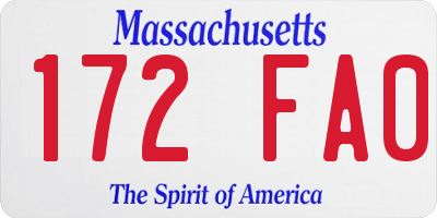 MA license plate 172FA0