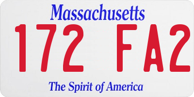 MA license plate 172FA2