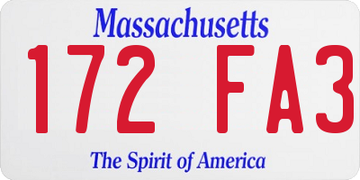 MA license plate 172FA3