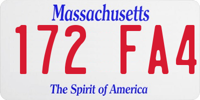 MA license plate 172FA4
