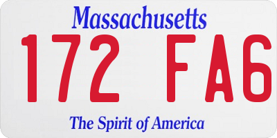 MA license plate 172FA6