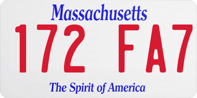 MA license plate 172FA7