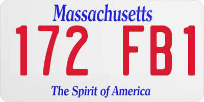 MA license plate 172FB1