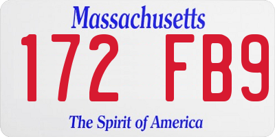 MA license plate 172FB9