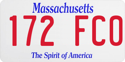 MA license plate 172FC0