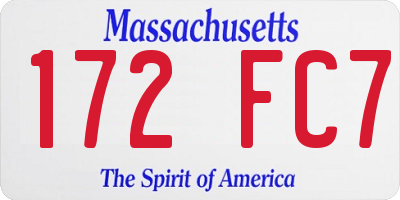 MA license plate 172FC7