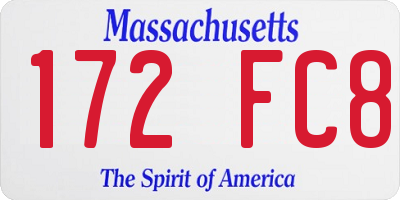 MA license plate 172FC8