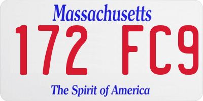 MA license plate 172FC9
