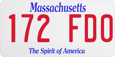 MA license plate 172FD0