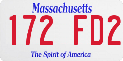 MA license plate 172FD2